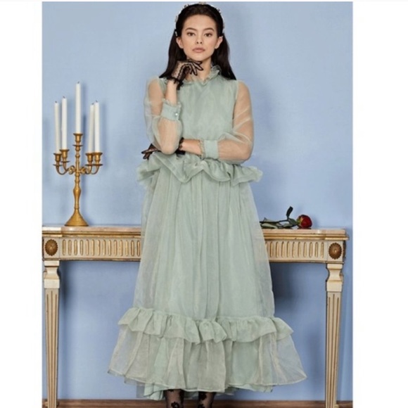 Sister Jane Luminous Ruffle Maxi Dress Green